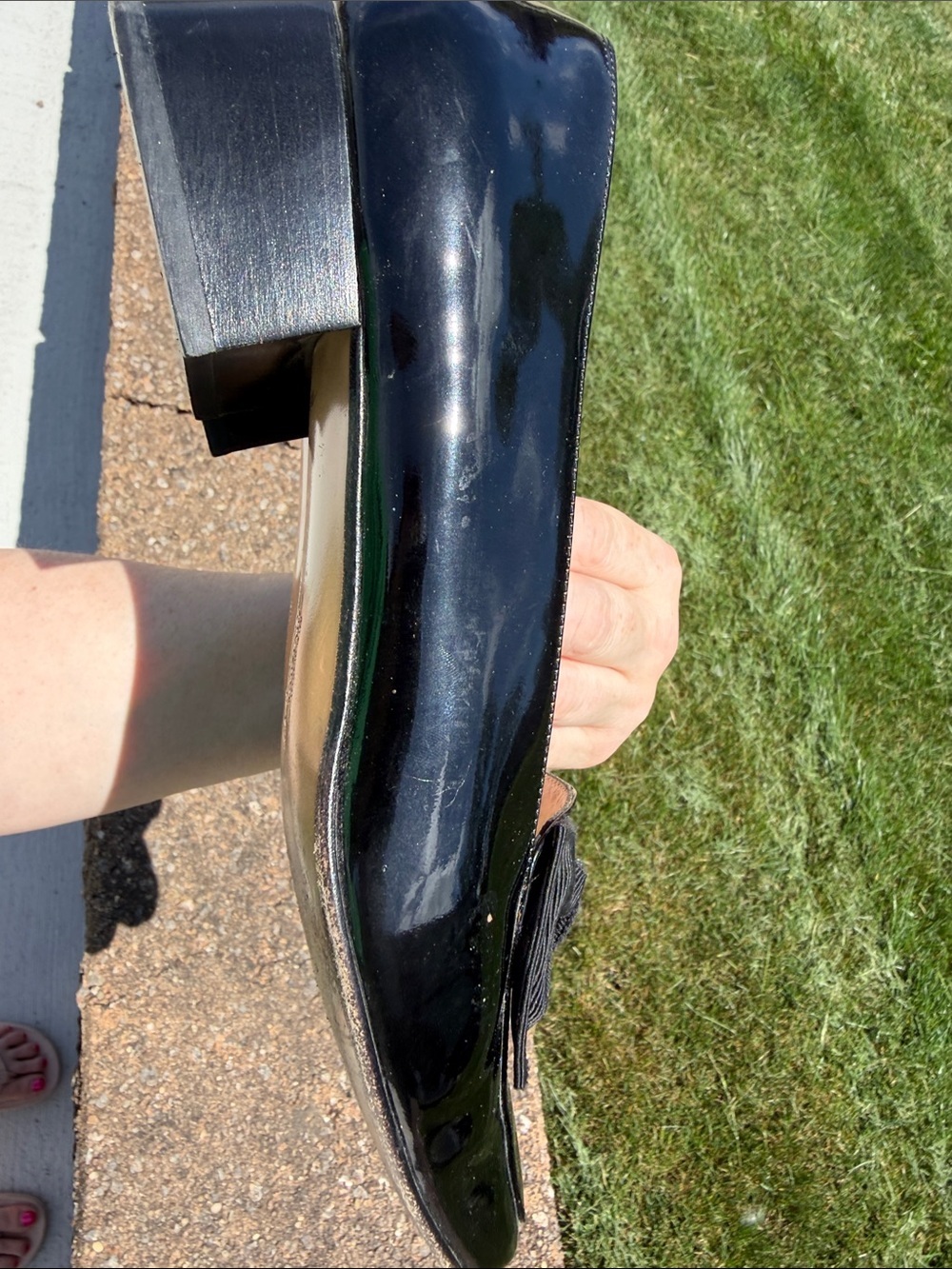 Salvatore Ferragamo Black Patent Leather Bow Loafers - Picture 6 of 9